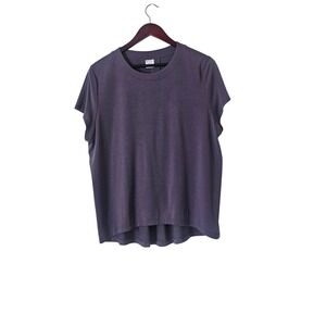 Athleta Charcoal Purple Modal Blend Short Sleeve Tee Back Pleat Soft Size S